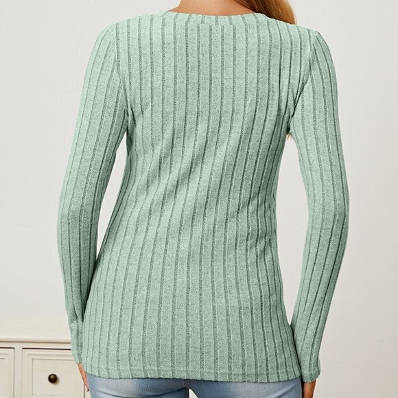 Ribbed V Neck Long Sleeve NWT - Picture 3 of 3